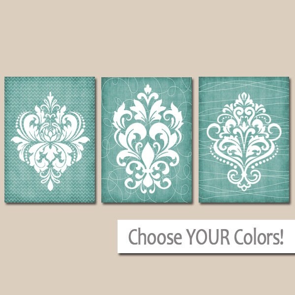 Bathroom Artwork damask bathroom wall art canvas or prints aqua bathroom Bathroom Artwork damask bathroom wall art canvas or prints aqua bathroom