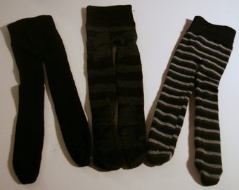 Black and gray tights for 18" dolls, 3 pair! set T2