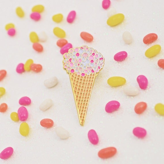 Ice cream cone enamel pin with candy limited edition ready