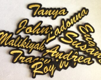 Custom Embroidered Contour Border Laser Cut Name Patch Felt Iron on Personalized Name Patches Embroidery Customized Name Tag