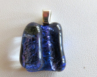 Dichroic Glass Pendant-Cobalt Blue Fused Glass