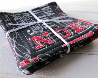 Set of 4 Quilted Coasters - Chalkboard Christmas