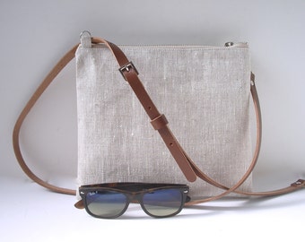 CrossBody Bag, Simple CrossBody Purse, Linen Crossbody bag