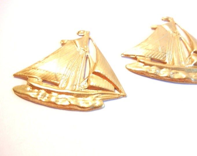 Set of 2 Brass Sailing Ship Stamping