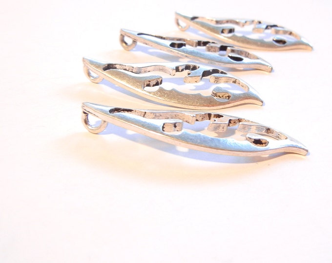 4 or 2 Pairs of Antique Silver-tone Lizard Cut Out Pendants