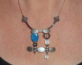 Statement Necklace, asymmetric bib necklace, metal necklace, geometric jewelry, boho chic jewelry, unique necklaces, spring jewelry