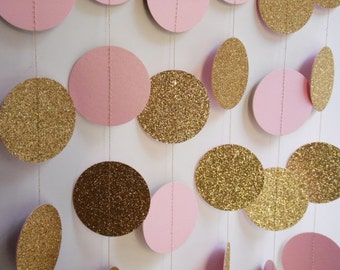 Gold and Light Pink Party Decoration, Bridal Shower Decor, Baby Shower Decoration, Birthday Party Decoration