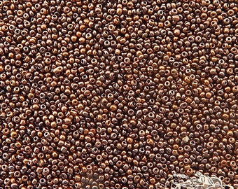 Size 18/0 Vintage Antique Micro Seed Beads - RARE Metallic Bronze Mix