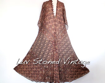 Vtg 70s Rare Sultana Adini Cotton Gauze Caftan Hippie Indian Festival Gypsy Maxi Dress . SML . 1181.5.18.16
