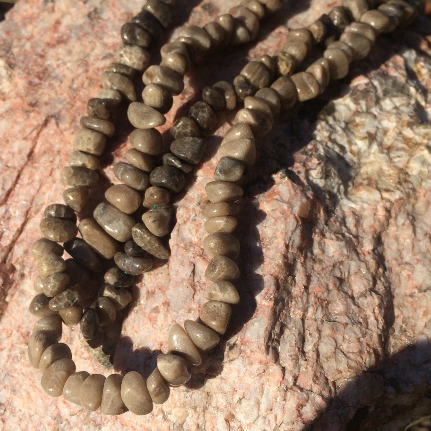 Charlevoix Stone Beads or Petoskey stones beads by nawbinbeads