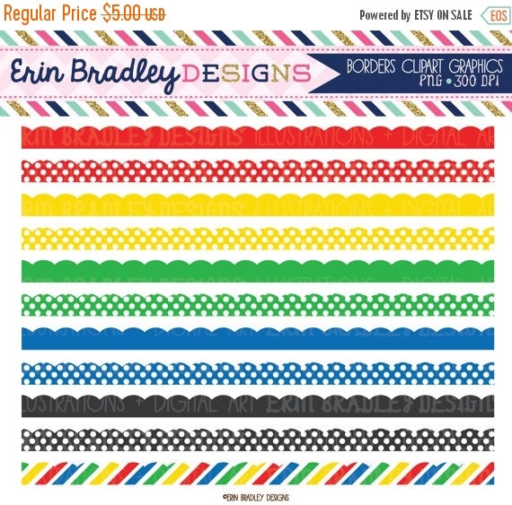 60% OFF SALE Primary Colors Borders Clipart by ErinBradleyDesigns