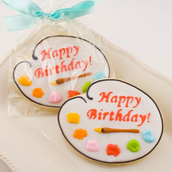 Artist Palette Cookies 12 Decorated Sugar Cookie Favors