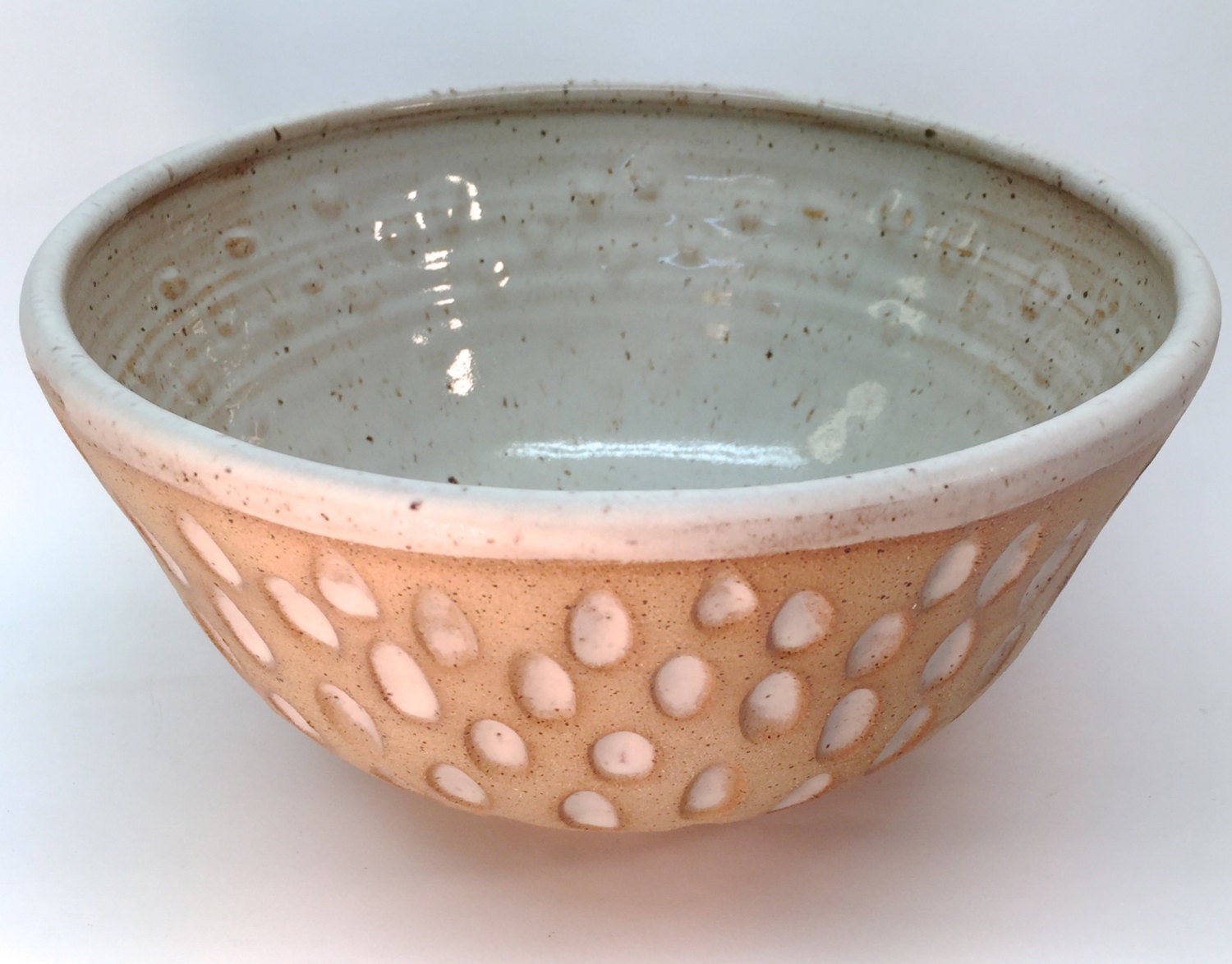 Ceramic Salad Bowl Serving Bowl with carved pattern in
