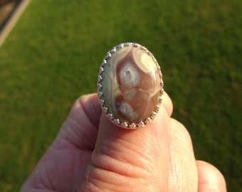 Sterling Silver Variscite Ring - Size 8 - FREE RESIZING - Multi Colored Stone