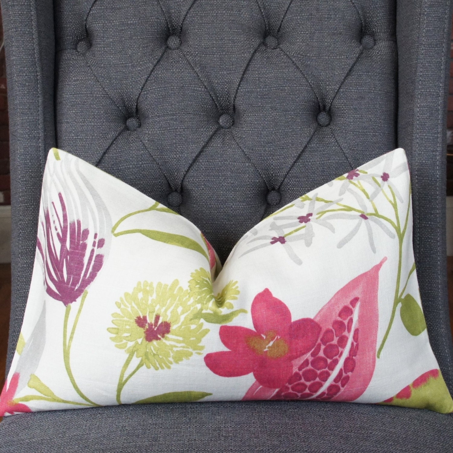Plum Floral Pillow Cover Decorative Pillow Throw Pillow