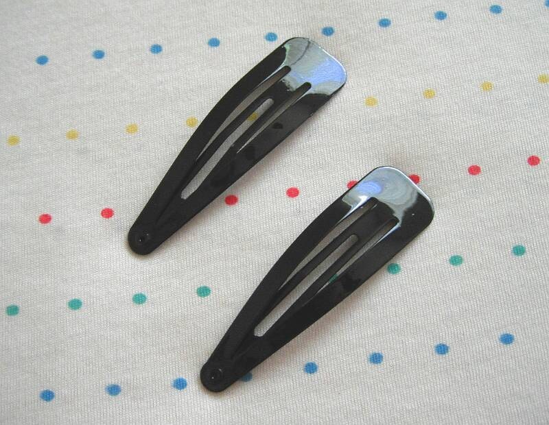 Large Black Enamel Hair Clips Metal Hair Clips Snap Clips