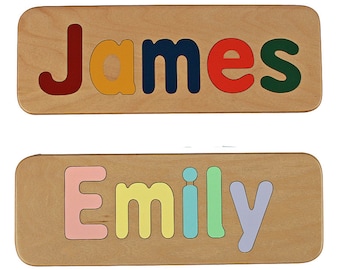 Name Puzzle - Raised Letters - Handmade Wooden Custom Personalized - First Birthday Gift - Educational Toy - Mixed Case Letters Only