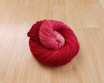 Hand Dyed Yarn, Sock Yarn, Merino Wool Yarn, Fingering Yarn, Tonal Yarn, Sparkle Yarn, SWM, Glittering Luxe, Pomegranate Juice, red, pink