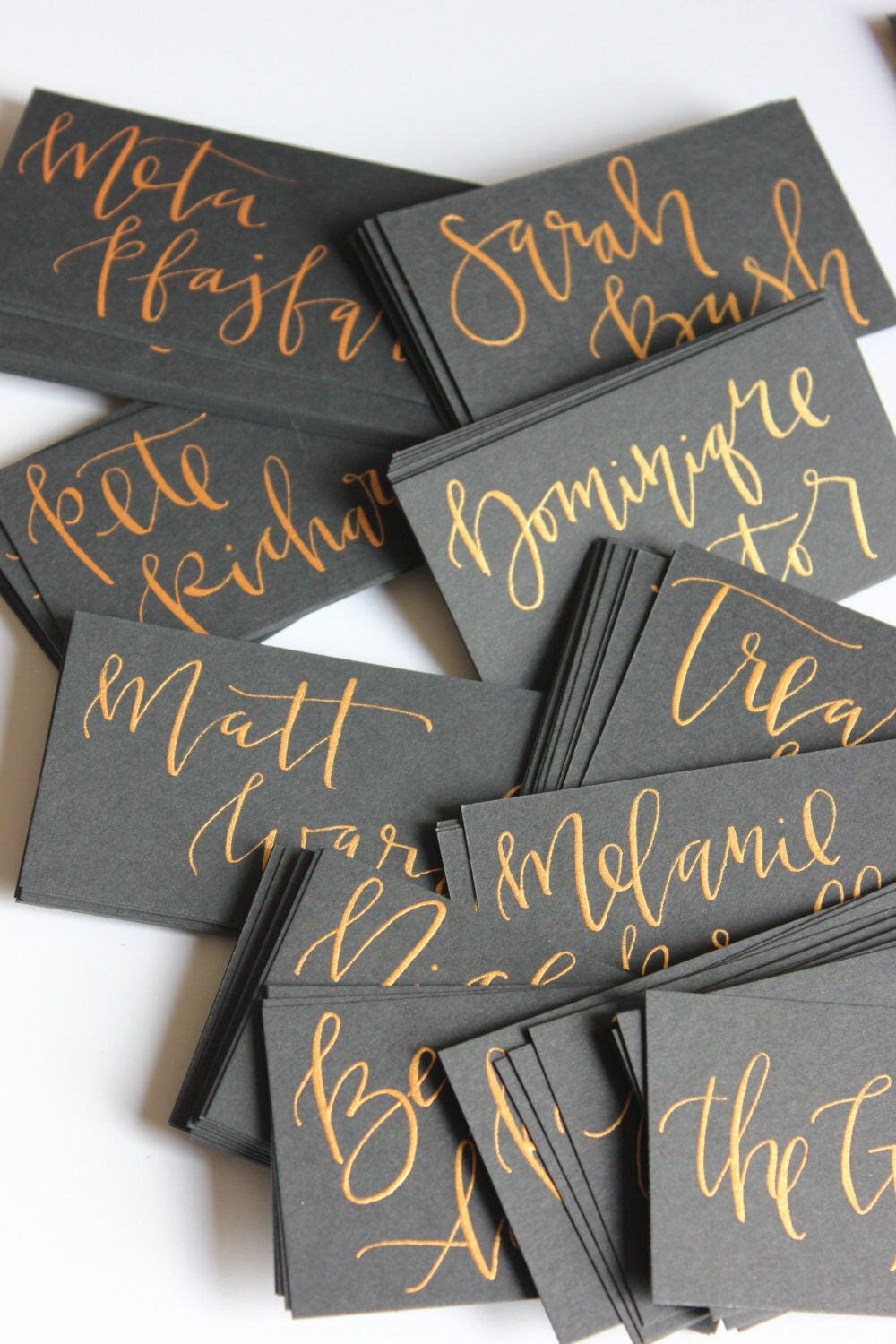 Black and Gold Place Card Calligraphy