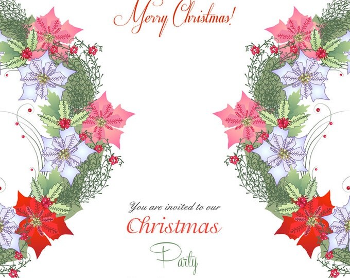 Christmas Wreath with Poinsettia Flowers.Christmas clip art , Clip Art, poinsettia, bouquet, mistletoe, Christmas gift, New Year