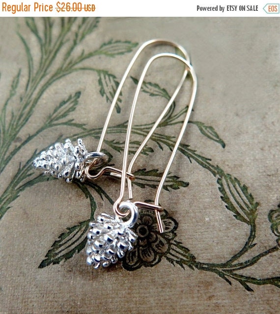 Silver Pinecone Earrings Pine Cone Earrings by laurenblythedesigns