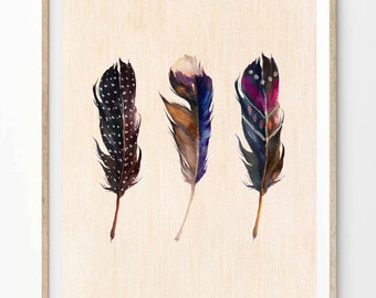 Printable "Three Feathers" - Instant Digital Download! -- instant downloads, printable quote, printable art, 8 x 10, 8x10, A4