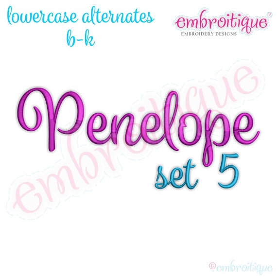 Penelope Set 5 Calligraphy Script Monogram Alphabet Font f
