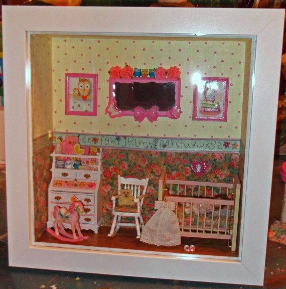 Baby Girl Nursery Shadow Box II by rustybutz1 on Etsy