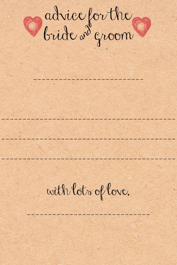 Advice for the Bride and Groom Printable Cards