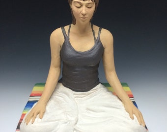 Yoga Art, Ceramic Figure Sculpture of a Woman in Meditation, Contemporary Buddha Statue, Vipassana Figurine, I Need This
