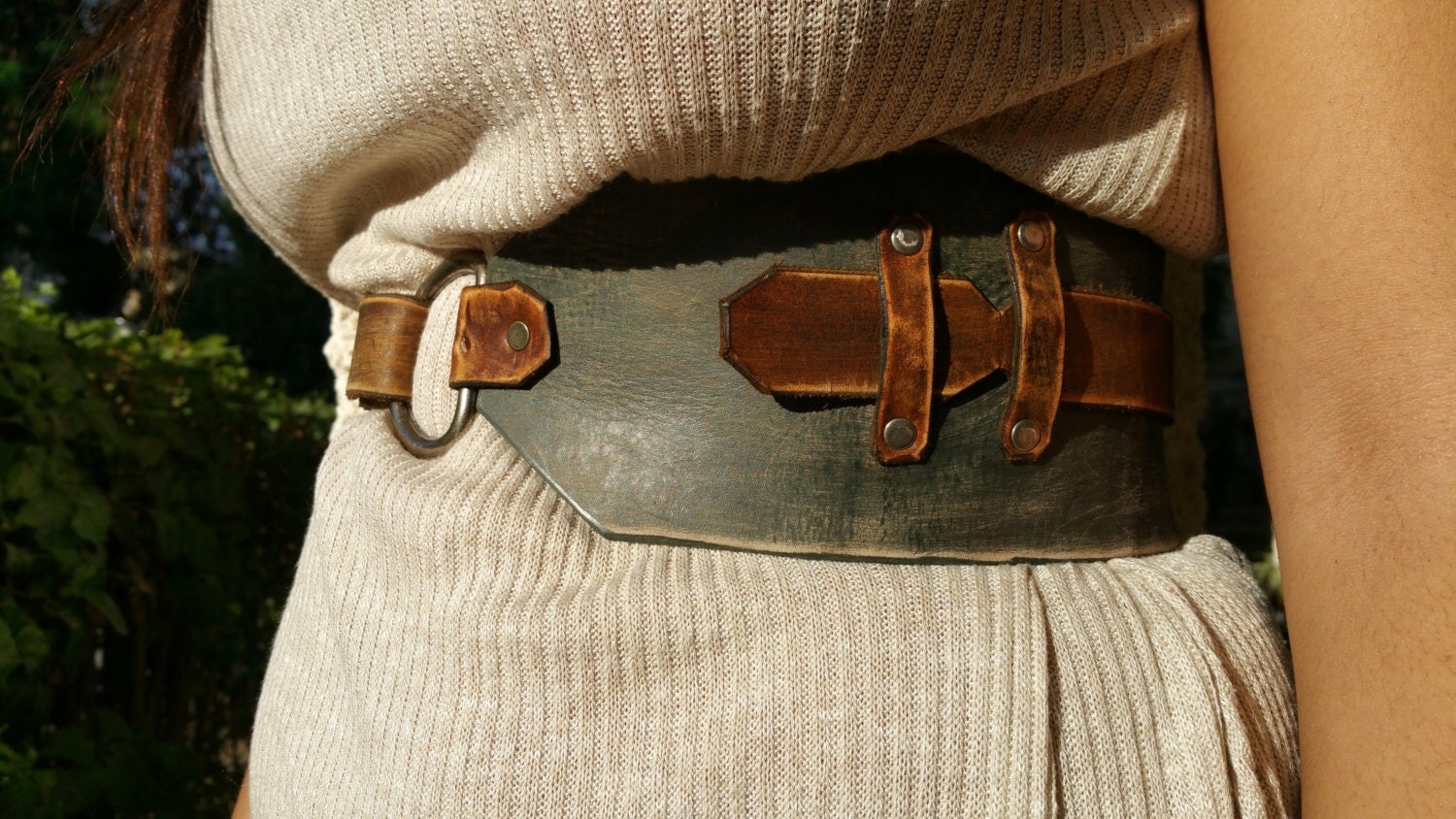 Wide belt 2016 waist Belt . Dark Green women Leather belt