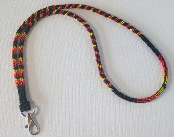 Items similar to Peyote stitch Beaded Lanyard - OOAK on Etsy