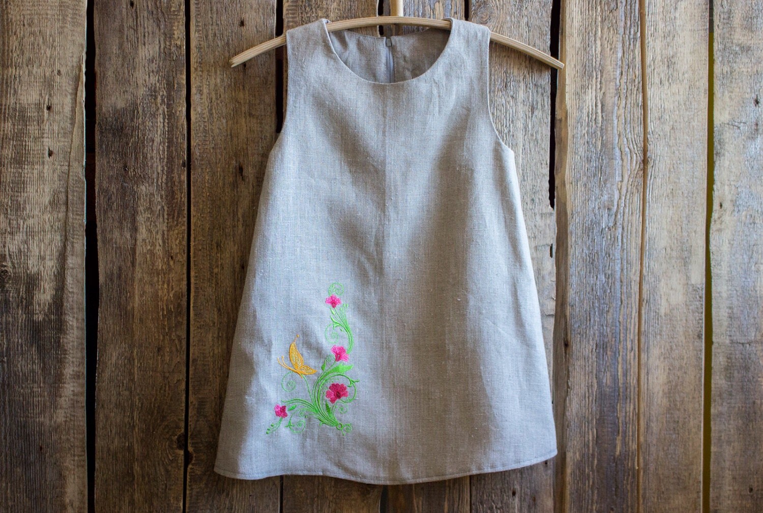 Embroidered Dress Flower girl dress Linenislove Linen dress
