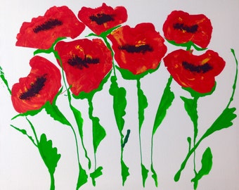 Red Poppy Garden Abstract Art Print