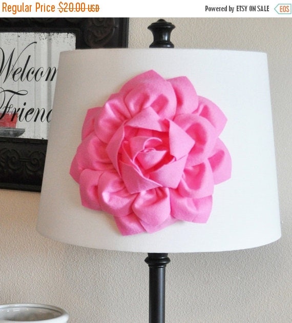 July Sale Pink Dahlia Flower Lamp Shade Applique Lamp by bedbuggs