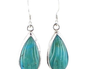 Peruvian Blue Opal Shell Sterling Silver Earrings #4