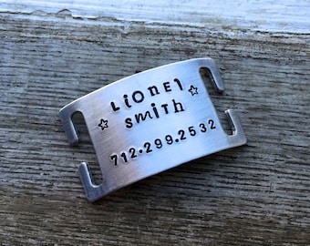 Custom Collar ID Slide - Quiet Pet ID Tag - SMALL - in Copper, Brass or Aluminum