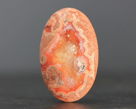 Xl Orange Polished Crystal Druzy Geode Designer Cabochon
