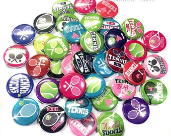 Tennis, 1" Buttons, Tennis Pins, Tennis Button, Tennis Pinbacks, Tennis Flatbacks, Tennis Parties, Tennis Party Favors, Tennis Gifts, Tennis