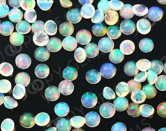White Opal Rose Cut Cabochon 3mm Round - 1 cab