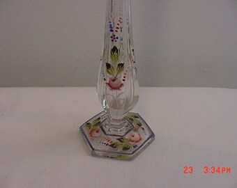Vintage Hand Painted Glass Bud Vase 16 - 215