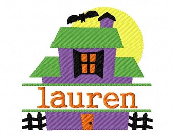 Haunted House Halloween 4x4 Split Machine Embroidery Monogram Font Set Joyful Stitches Instant Download // Joyful Stitches