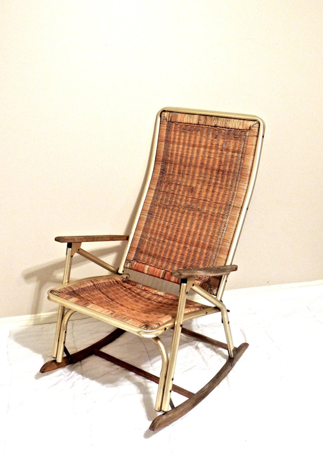 vintage wicker rocking chair 1950s-60s mid century