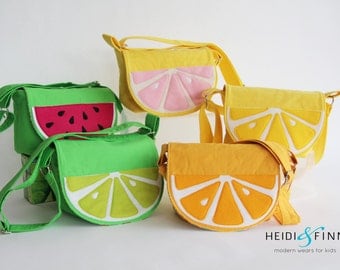 NEW fruit slice cossbody messenger bag purse lemon lime orange
