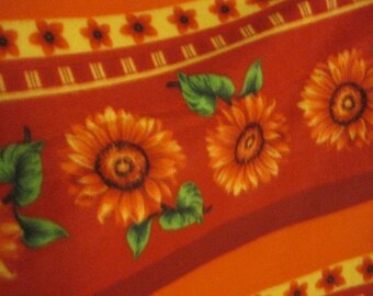 Blanket Handmade Fleece of Sunflowers with Green - Ready to Ship Now