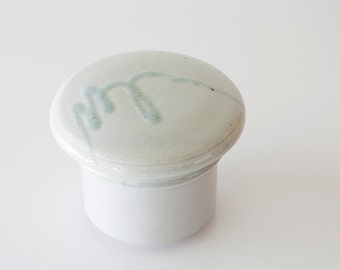 Vintage 1980s Stoneware Pottery Lidded Stash Jar Container