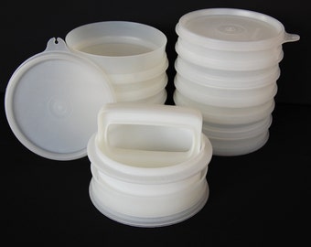 Choice of Vintage Tupperware Hamburger Press and/or Freezer Set to Make Quarter pound patties Option for extra freezer containers