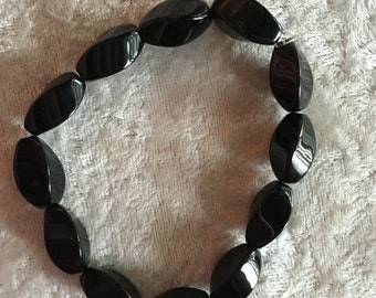 Black Onyx Bracelet, Beaded Bracelet, Stretch Bracelet, Gemstone Bracelet, Gift for Her, Natural Black Onyx, Black Onyx Jewelry