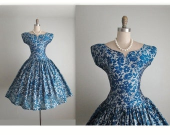 50's Silk Chiffon Dress // Vintage 1950's by TheVintageStudio