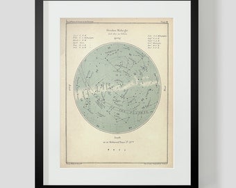 October Constellation Star Chart Popular Guide to the Heavens Art Print 48